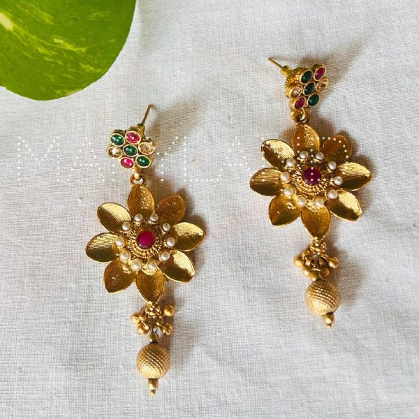 Multi Flower Rajwari Earrings