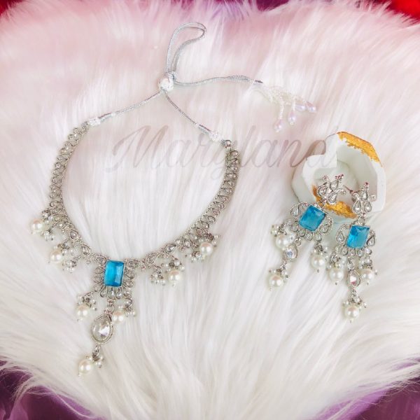 SPARKLING DROP NECKLACE SET(Sky Blue)