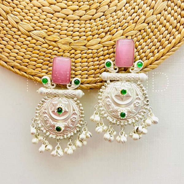 Amala Brass Earrings (Baby Pink)