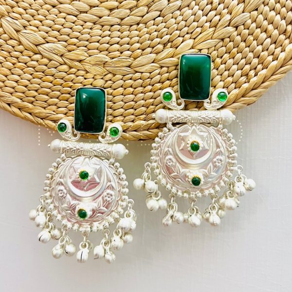 Amala Brass Earrings (Green)