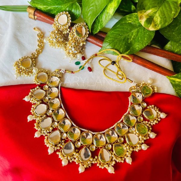 Mirror Kundan Sets( Pearls)