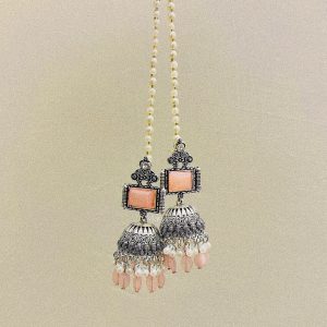 Monalisa Pink Stone Jhumky