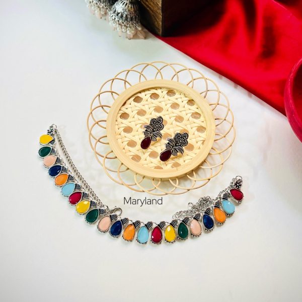 Drop Stone Necklace Set - Image 8