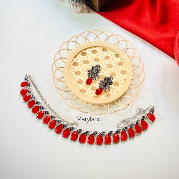 Drop Stone Necklace Set - Image 7