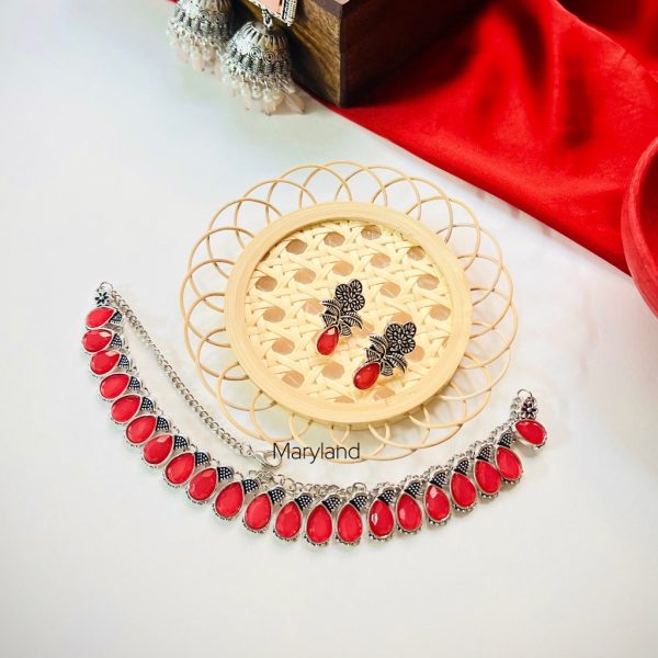 Drop Stone Necklace Set - Image 9