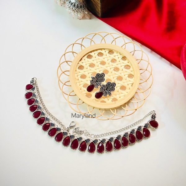 Drop Stone Necklace Set - Image 4