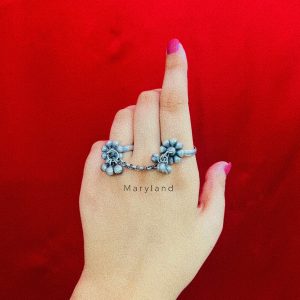 Two Fingers Flower Ring