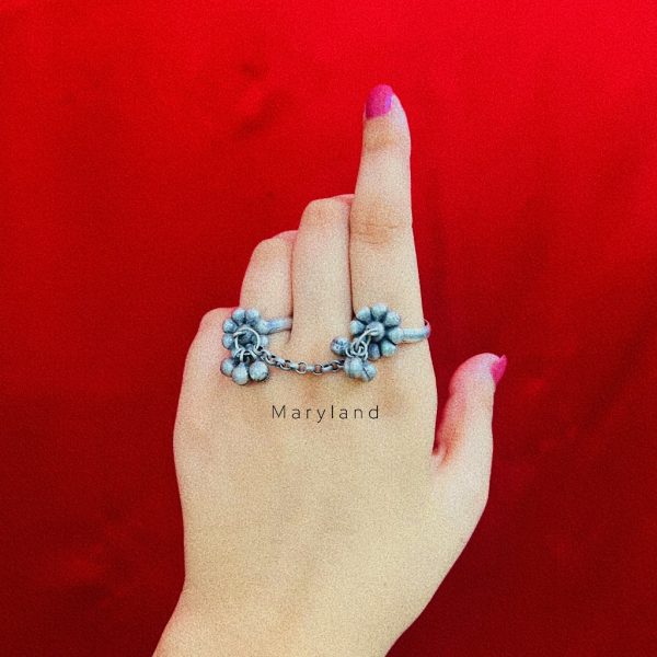 Two Fingers Flower Ring